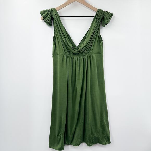 Leon Max Grecian Lightweight Silk Wool Blend Mini Dress in Green Size XS (flaw) - Picture 2 of 10